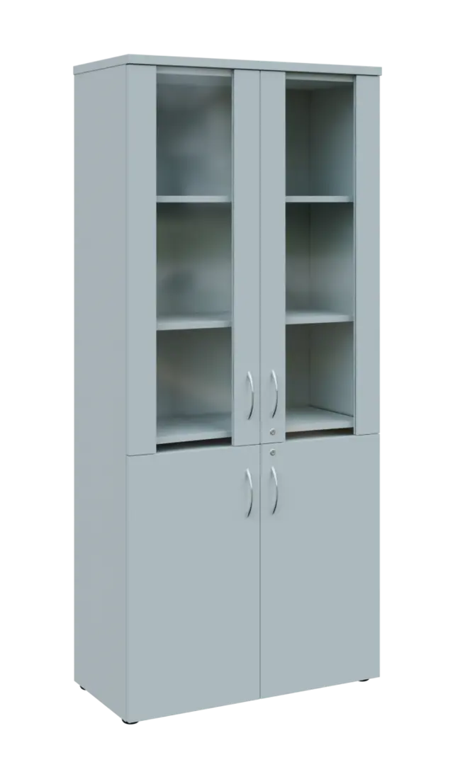 LE - 00 skříň lékařská prosklená, korpus šedý, dvířka šedá